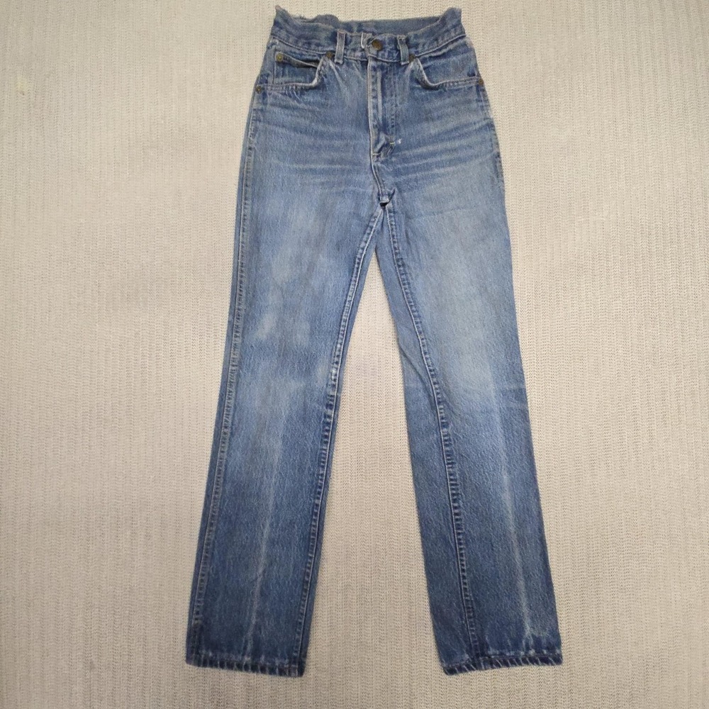 Vintage Lee Jeans Youth 12 Kids Blue Straight Leg Denim Made in USA 100% Cotton
